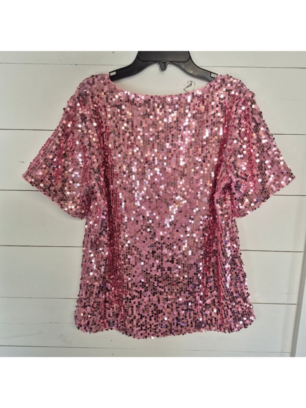 Party Pink Sequin Short Sleeve Top Size M - Picture 5 of 5